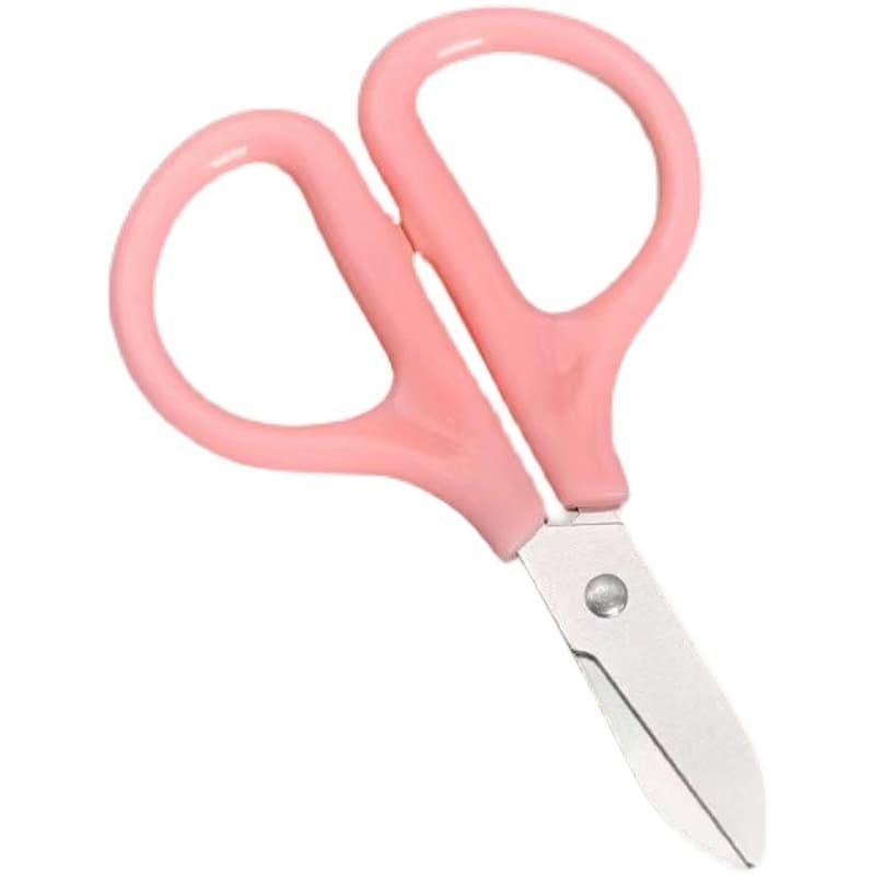 Student stainless steel small scissors pink mini handmade round head children's scissors household thread cutting scissors wholesale