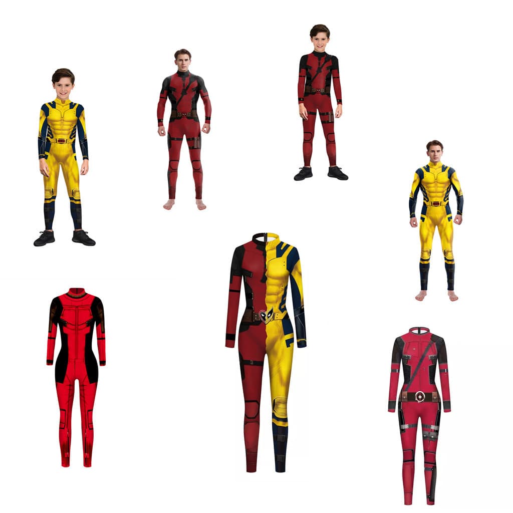 Amazon 2024 Spring Performance Clothes Marvel cos printed Deadpool Wasp 3D costume slim fit jumpsuit