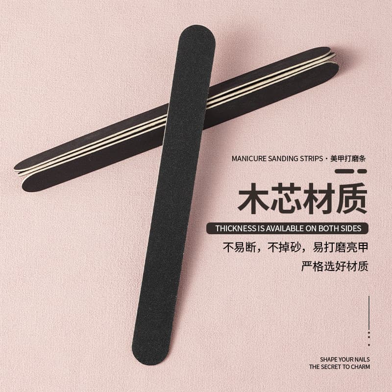 Double-sided Black Poplar Wood Nail File Sanding Stick Buffing Block Black Sanding Stick Wholesale Nail Art Tool