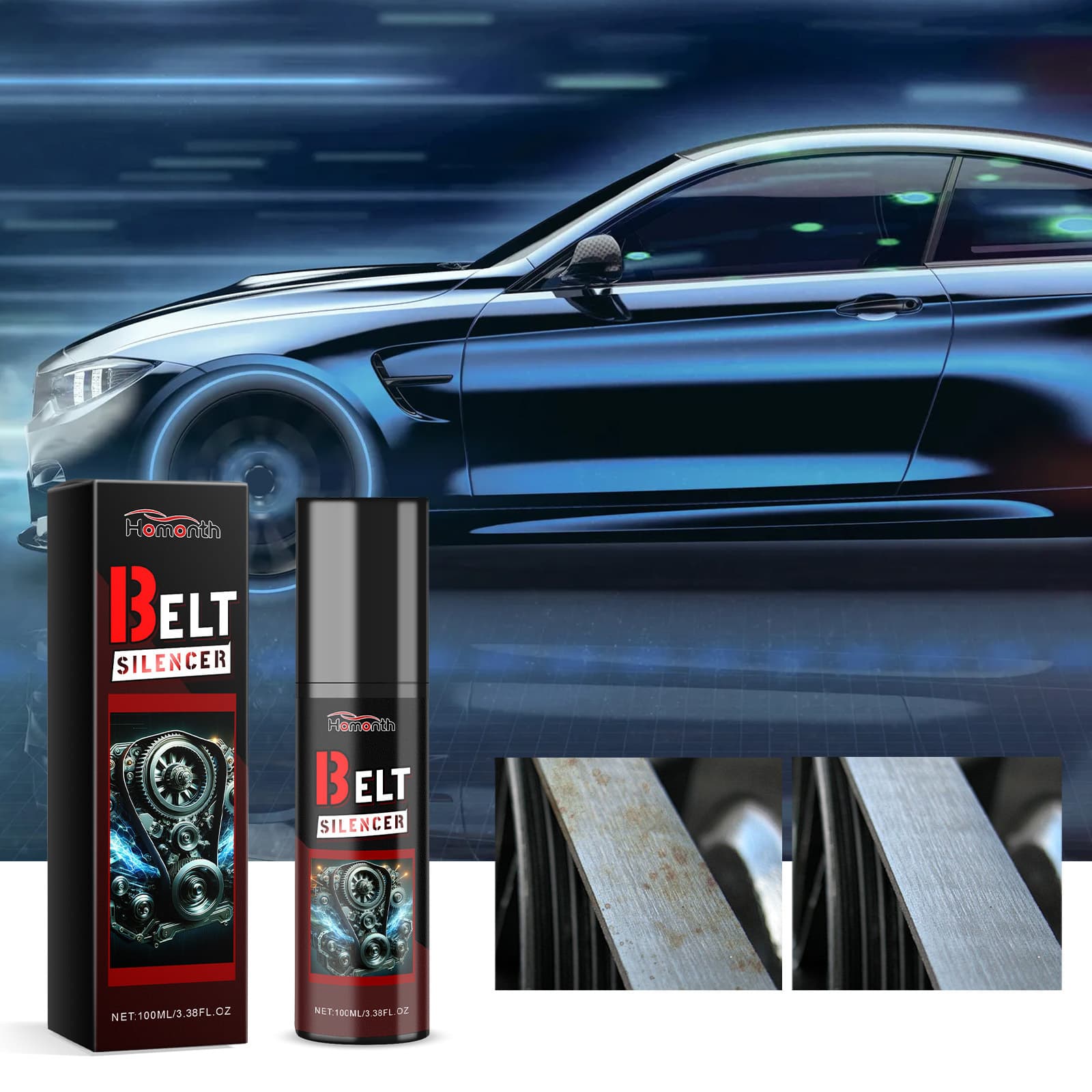Homonth Car Engine Belt Noise Eliminator - Automotive Engine Belt Abnormal Noise Removal and Maintenance Lubricant