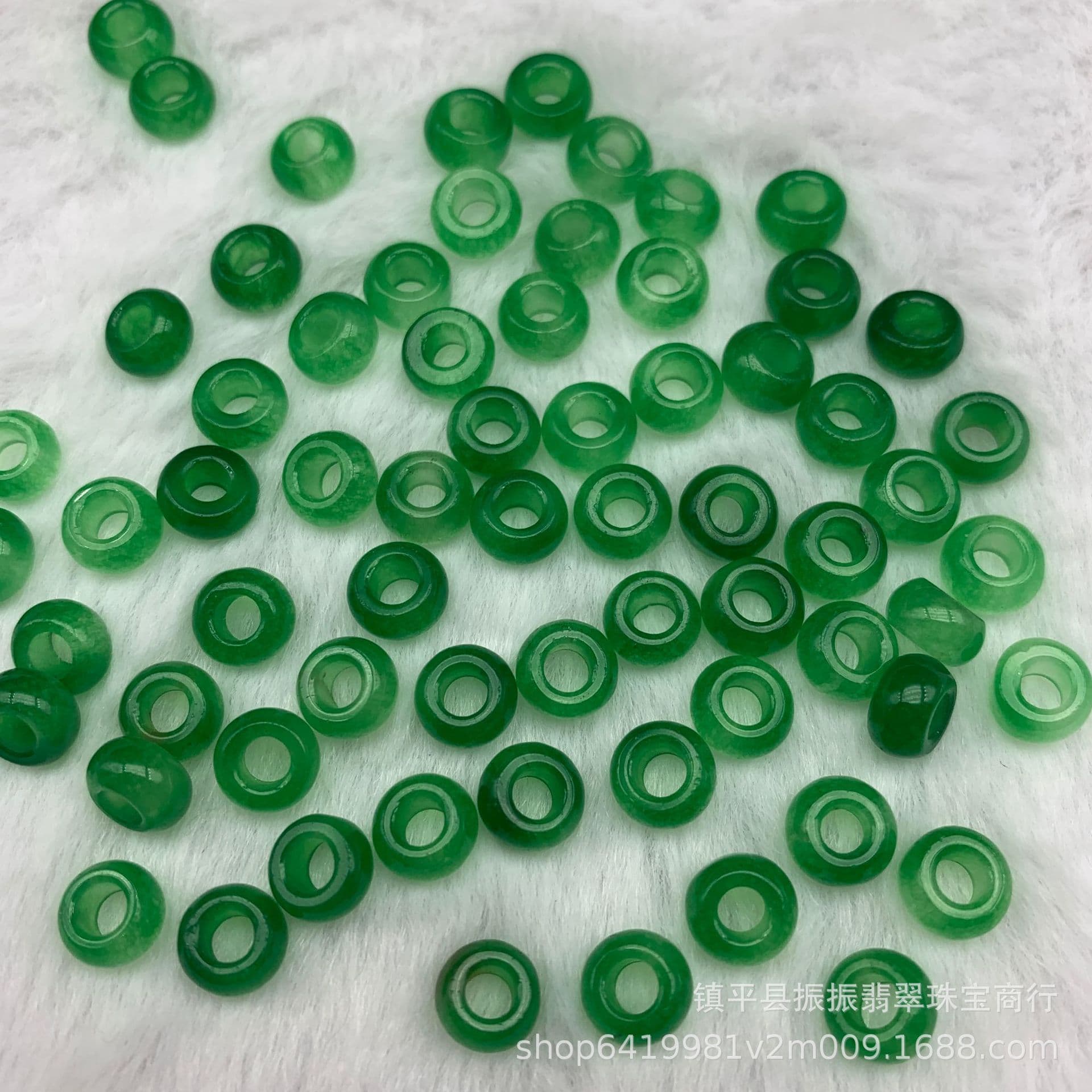 Wholesale Large Hole Abacus Bead Jade Loose Beads, Green 8×5mm Large Hole Donut DIY Jade Jewelry Wholesale