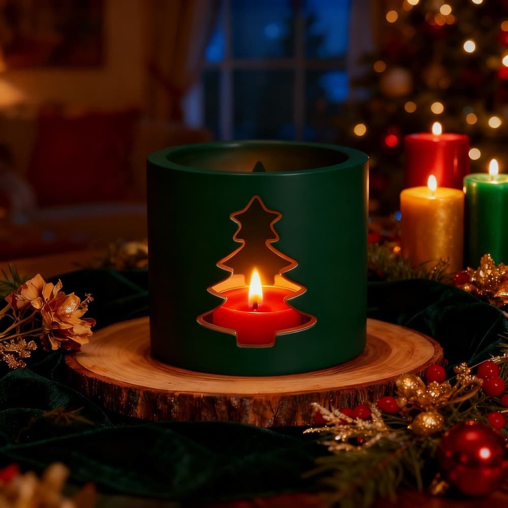 S2255+S2256 Christmas Tree Jar Decorative Cement Plaster Mold DIY Silicone Mold