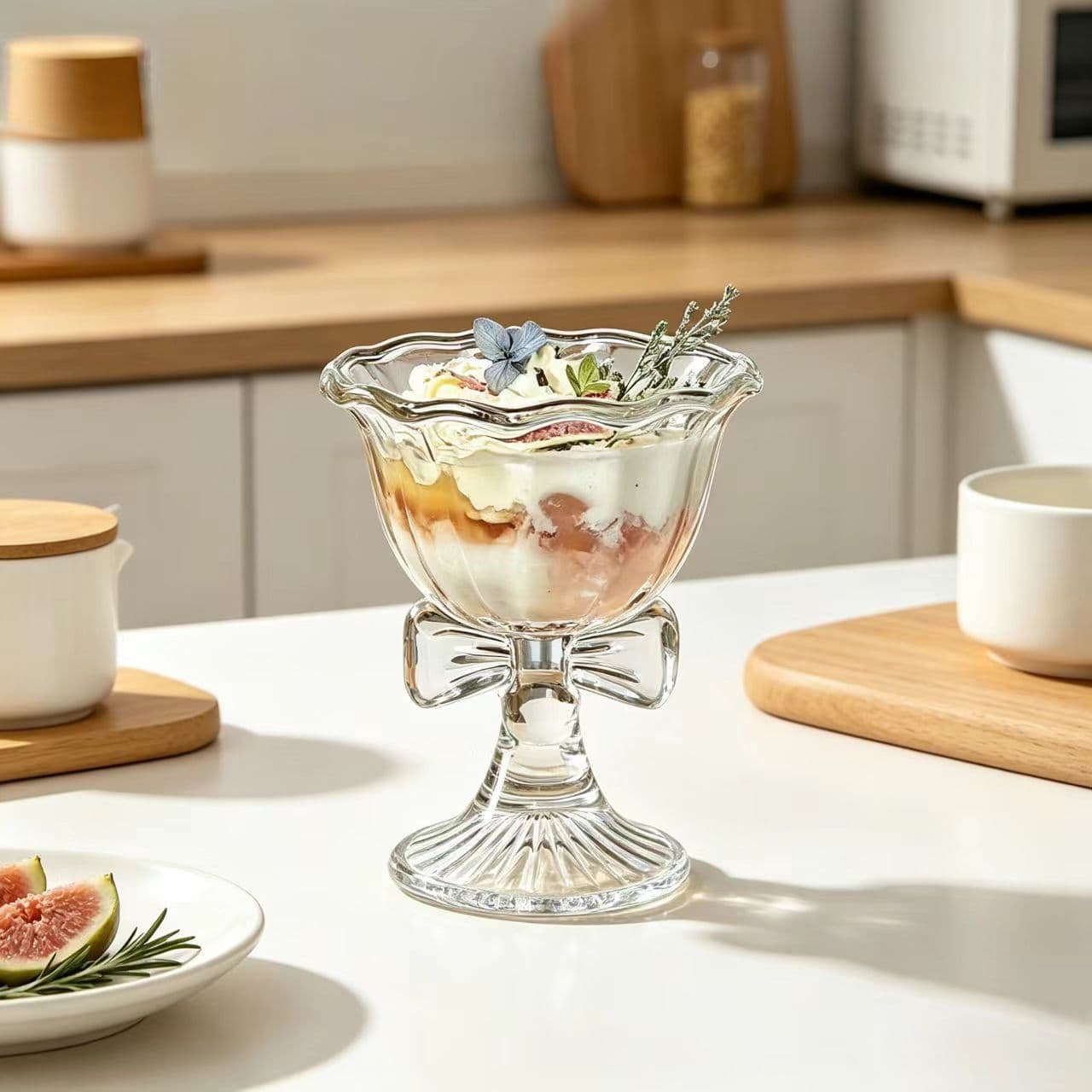 [Bulk Wholesale] Creative Bow Lace Transparent Ice Cream Cup Fruit Tea Cup Milkshake Cold Brew Cup