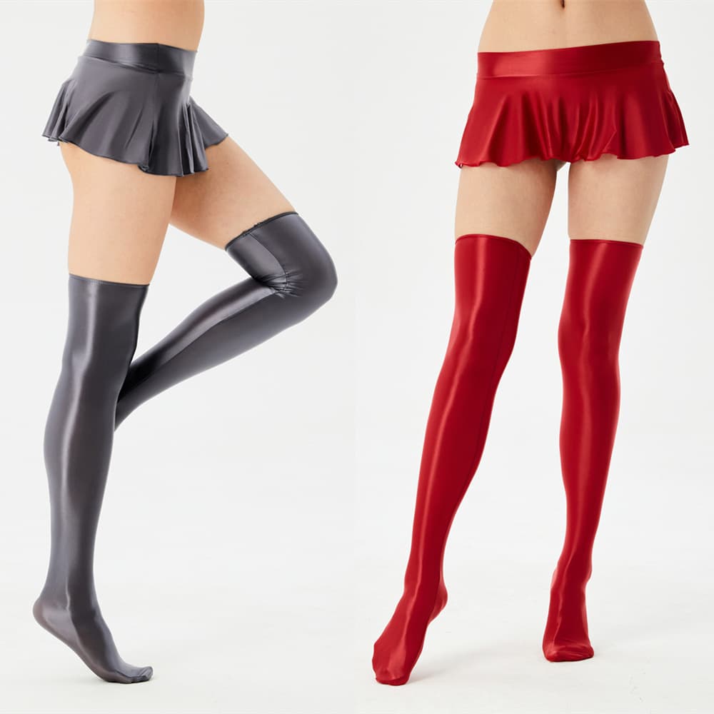 Plus Size High Elasticity Thin Shiny Silky Ice Silk Transparent Ultra Short Mini Pleated Skirt European and American Cross-Border Hot Selling 7082