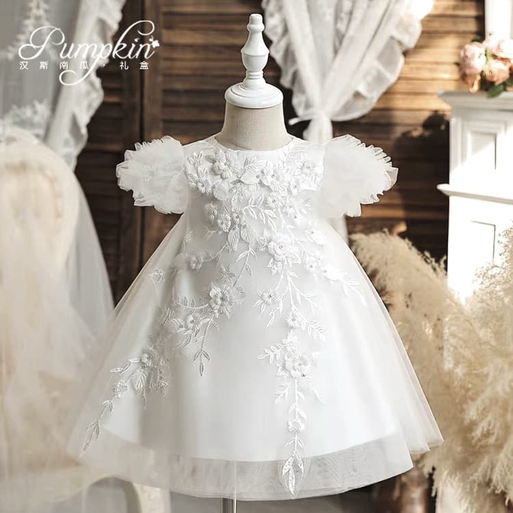 Baby Gift Set White Dress for 100-Day Birthday Party First Birthday Angel Cotton Gauze Little Princess Gift for Girls