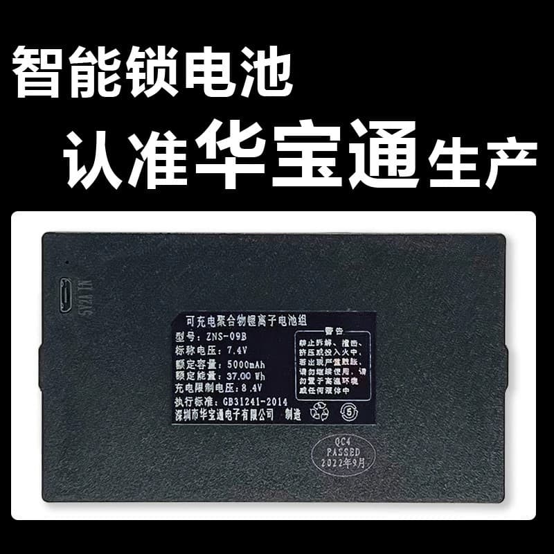 Huabaotong Smart Lock Battery, Rechargeable Lithium Battery for Fingerprint Lock, Password Lock, Electronic Lock, Model ZNS-09B1
