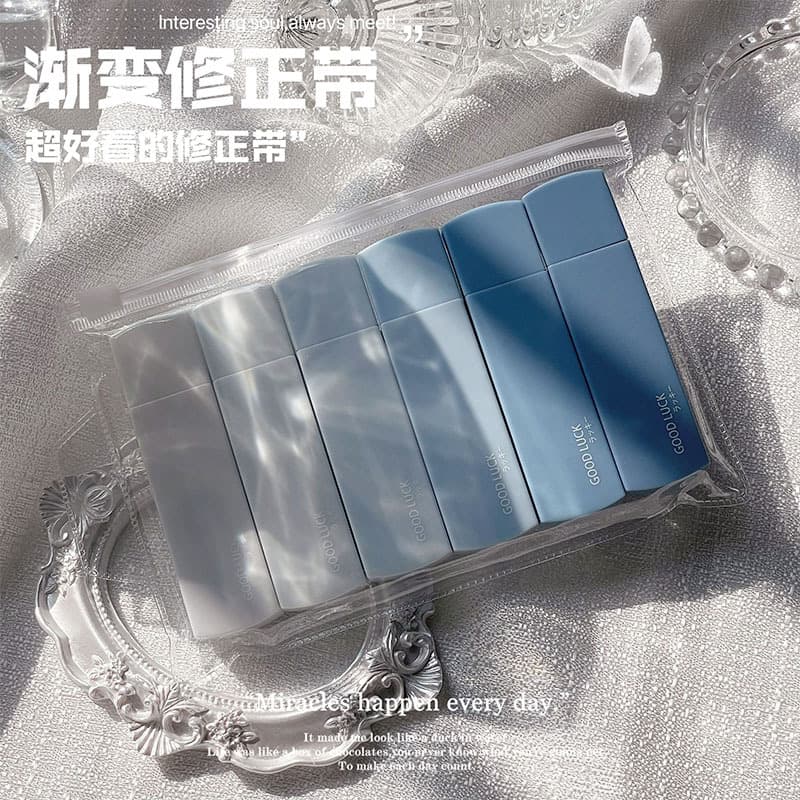Gradient Blue Correction Tape Japanese Minimalist Style Student Exclusive Large Capacity Correction Tape Factory Wholesale