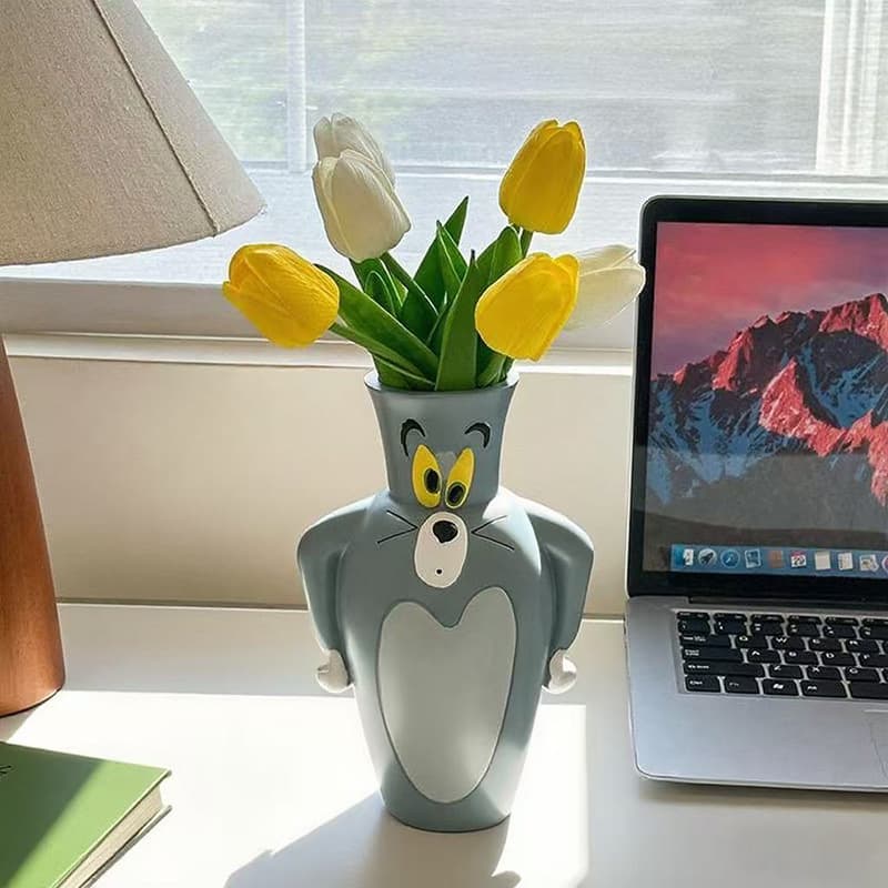 Tom Cat vase ornaments living room flower arrangement Tom and Jerry peripheral home cute desktop entrance office decoration