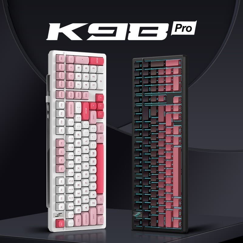 K98 Custom Logo Laser Engraved Tri-Mode Mechanical Keyboard RGB Side-Lit Hot-Swappable Gaming Mechanical Keyboard