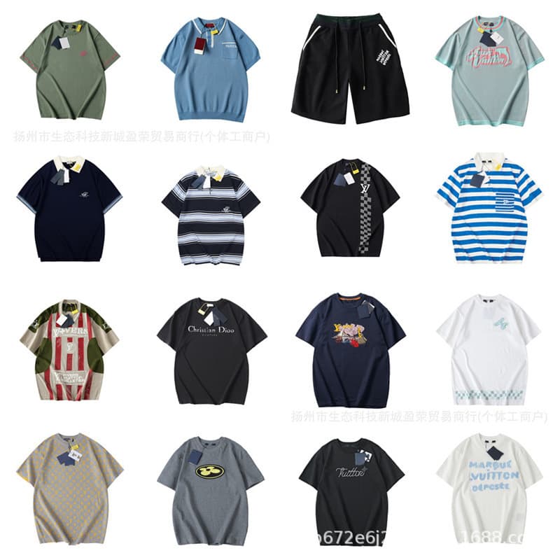 Cross-border High-end LV Brand Gu Brand D Brand Knitted Polo Shirt Letter Jacquard Knitted Short Sleeve Collection