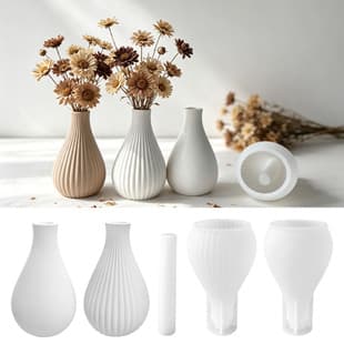 Jiahuimei Striped Gypsum Vase Silicone Mold DIY Gypsum Epoxy Hydroponic Flower Arrangement Vase Ornament Mold