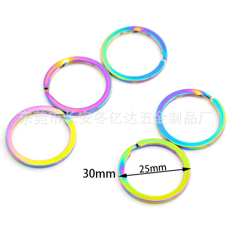 Hot-selling metal 30mm flat ring barrel-plated environmentally friendly colorful key ring key chain key chain hanging ring