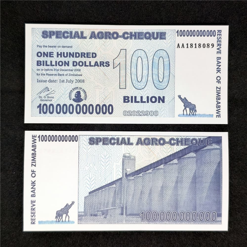 Zimbabwe One Hundred Billion Banknotes Series Douyin Same Model Zimbabwe Large Face Value Interesting Collectibles Crafts