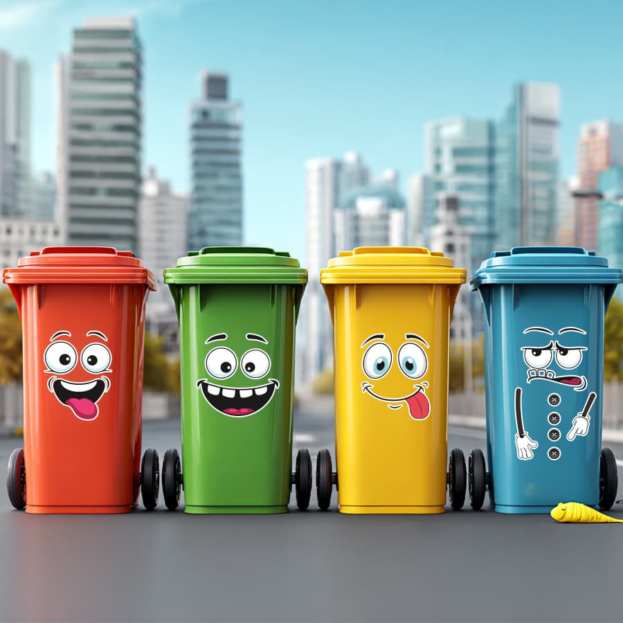 BR4121C Spoof Tricky Cute Expressions Smiling Faces 4/Set Genuine Tem Cross-Border Toilet Stickers Trash Can Stickers