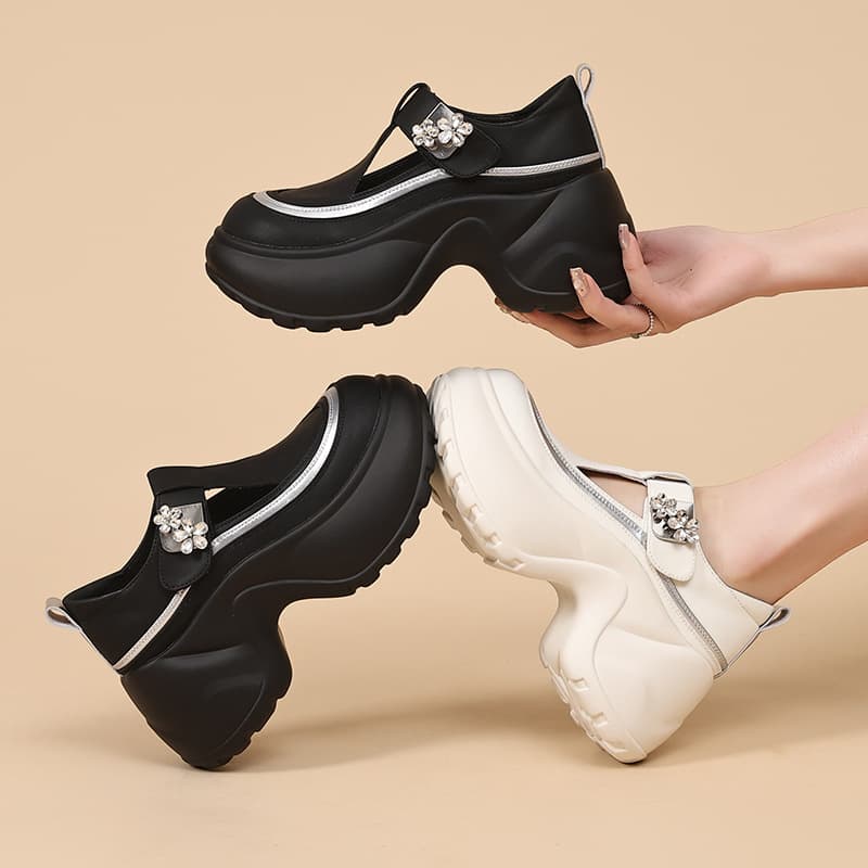 Velcro White Sneakers, 2026 Summer New Women's Sandals, Thick-Soled Height-Increasing Hollow Comfortable Soft-Soled Casual Shoes