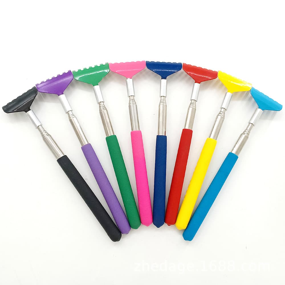 Retractable 7-Tooth Back Scratcher Itchy Scratch Rake, Cross-Border Trade with Logo Color Paint, Stainless Steel Back Scratcher