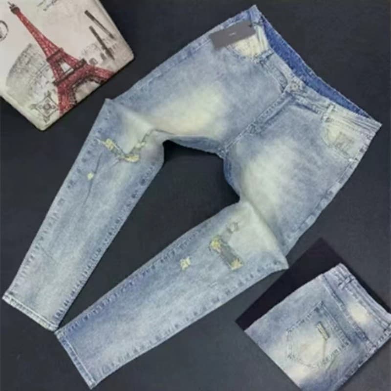 Cross-border Slim Fit Tapered Jeans Nigeria Denim Jeans Amazon AliExpress Youth Straight Leg