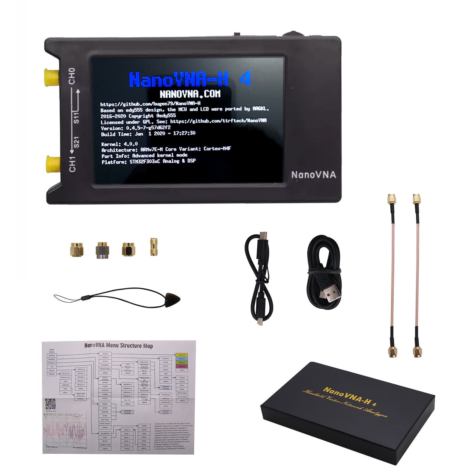1.5GHz 4-inch Vector Large Screen Network Analyzer, Hugen Edition NanoVNA-H4 Antenna, Shortwave