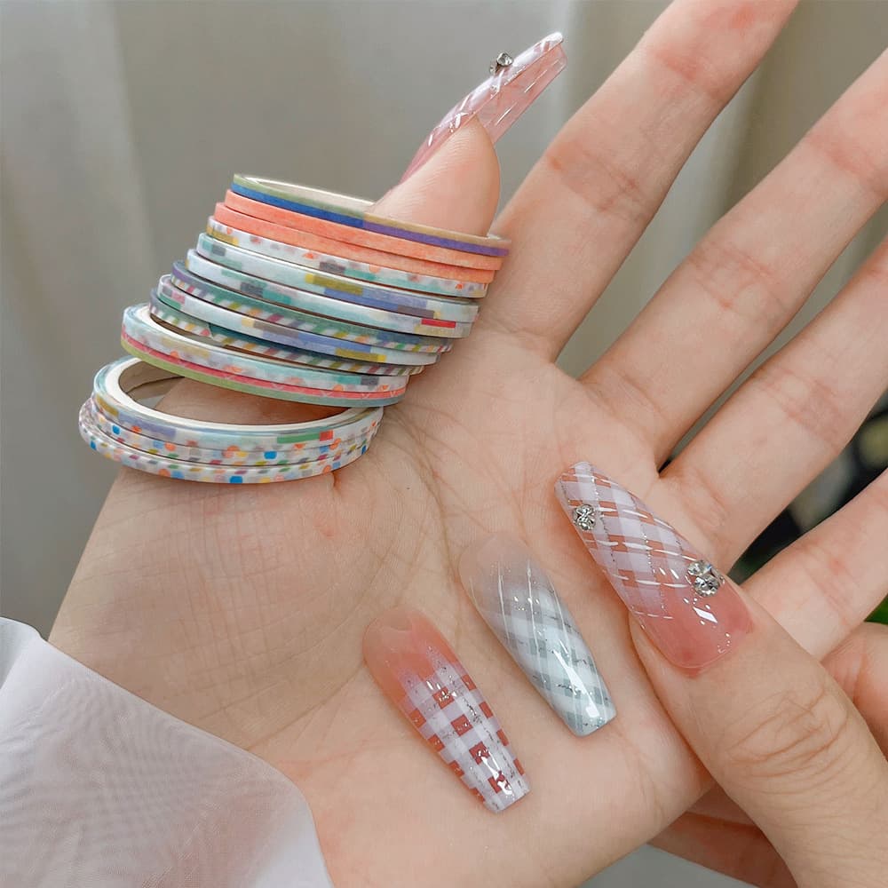 Nail Plaid Tape Washi Tape Sticker Easy Tear No Residue Fine Plaid Nail Art Salon Tool Wholesale
