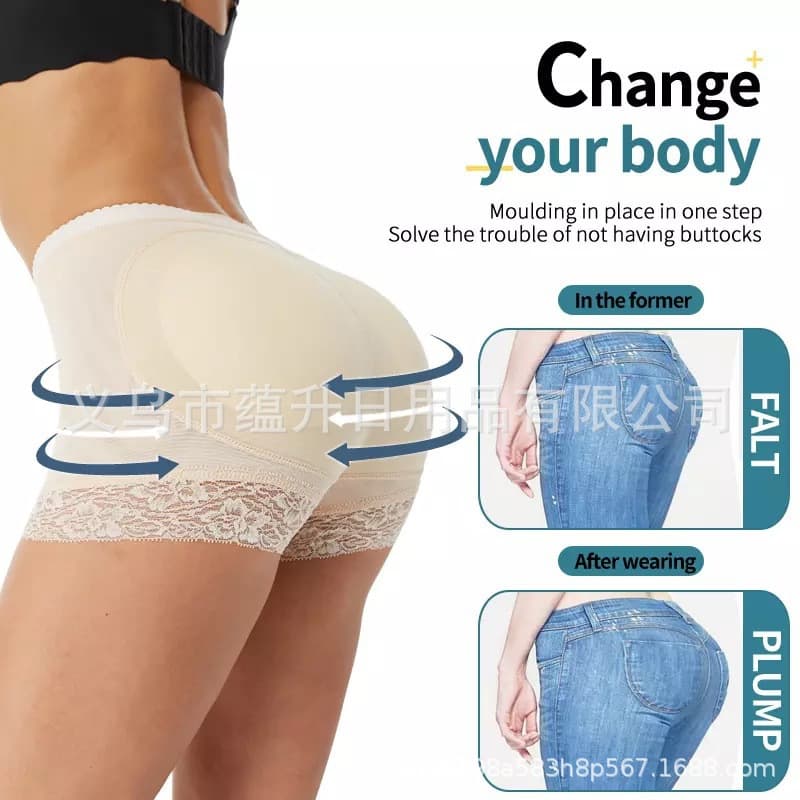 Cross-Border Trade New Women's Lace Shapewear Butt-Lifting and Tummy-Tucking Panties Fake Butt-Enhancing Boxer Briefs Breathable Wholesale