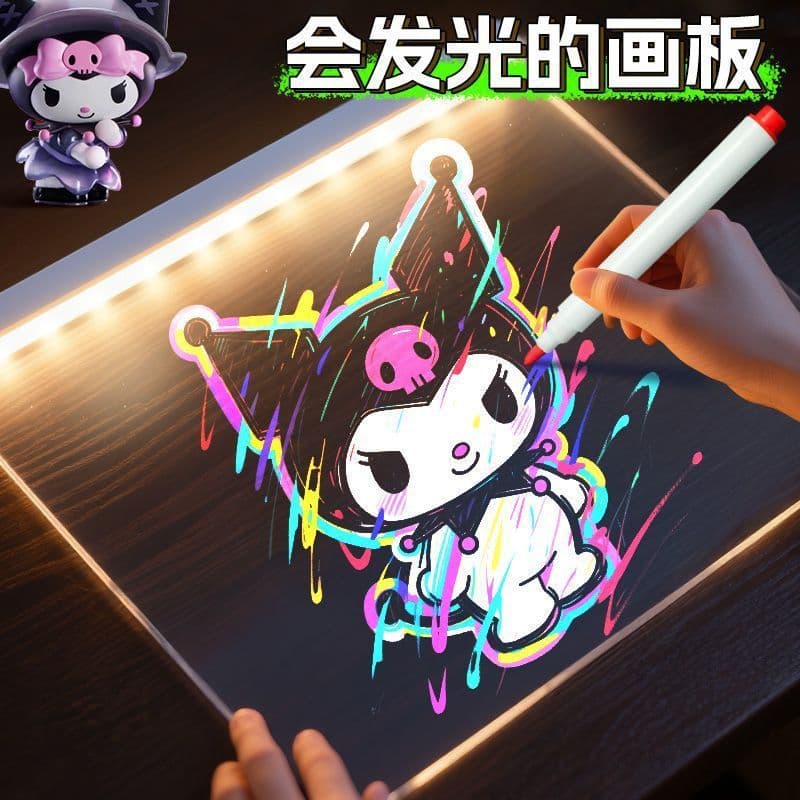 [Eye-protecting soft light] Acrylic high-transparency children's glowing drawing board DIY writing pad graffiti board with pen and eraser