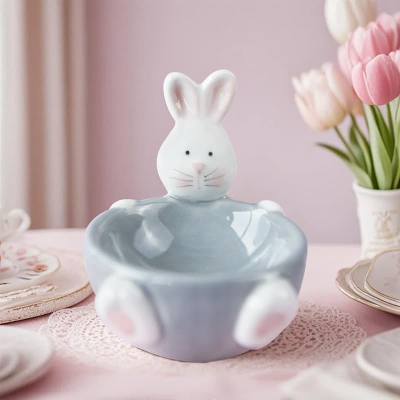Ceramic Rabbit Egg Holder Gift Decoration Creative Irregular Egg Stand Single Home Breakfast Small Flavor Plate Decoration