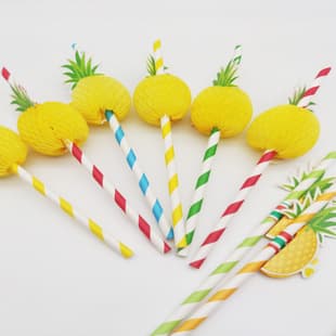 Factory Wholesale Creative 3D Honeycomb Fruit Shape Straw Decoration Disposable Paper Straws