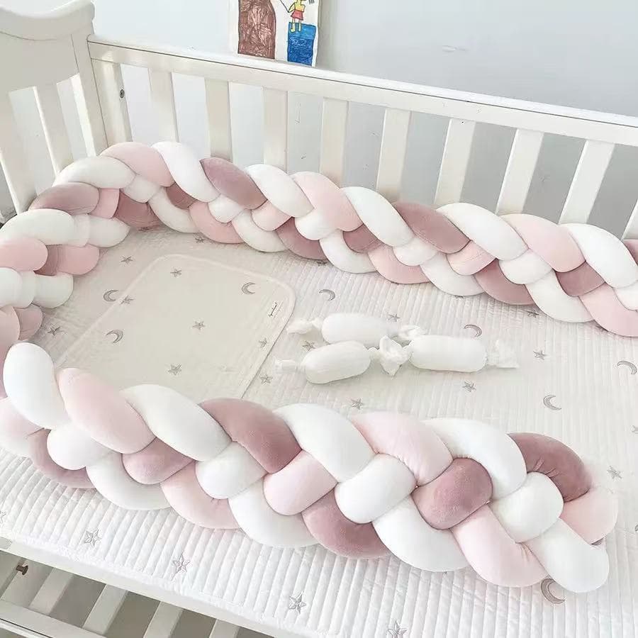 Cross-border 4-strand braided rope crib rail, braided pillow bumper, high-elastic crystal velvet baby guard rail