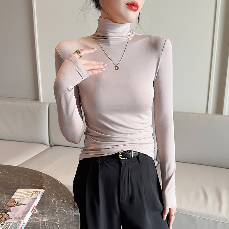 Xiushanshan Source Factory Women's High Neck Long Modal Slim Fit Long Sleeve Base Layer Top