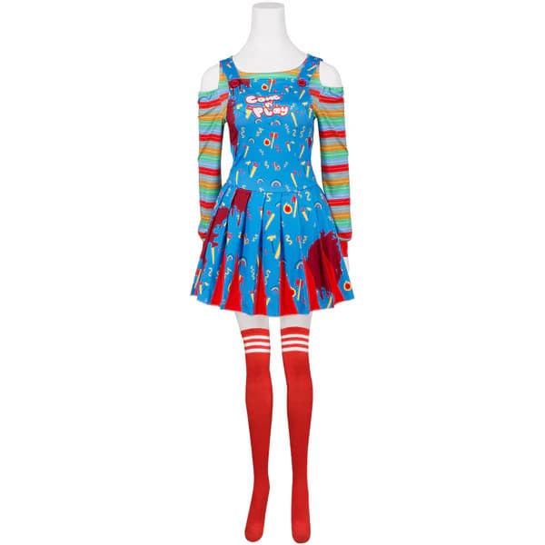 2026 cross-border new style Ghost Baby 2 Chucky cosplay costume dress blue ladies Halloween COS