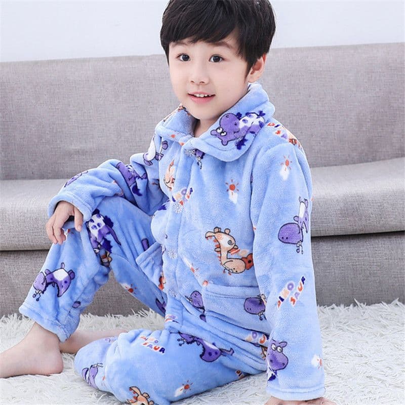 Cross-Border Autumn/Winter Children's Pajamas Flannel Girls Boys Kids Toddler Coral Fleece Homewear Set