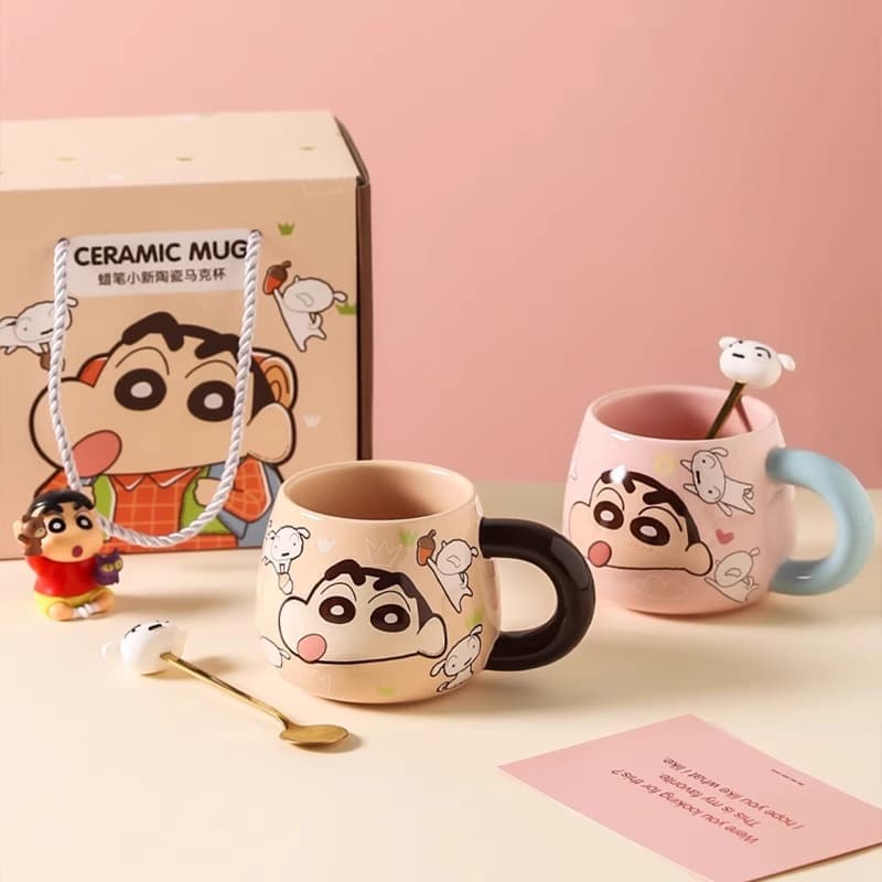 Crayon Shin-chan big belly cup household ceramic mug high-value gift box for boys and girls cartoon drinking cup