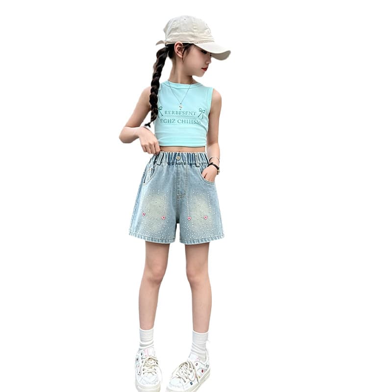 Girls' Denim Shorts 2026 Summer New Style Children's Jeans for Middle and Older Girls Loose Thin Pants