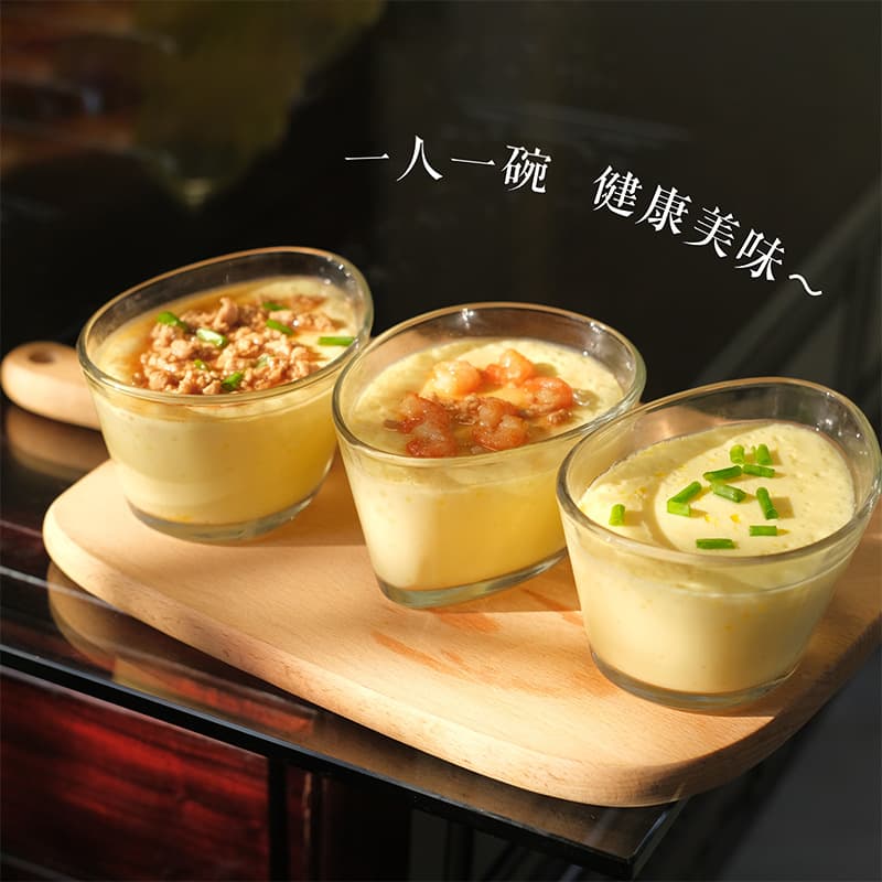 80/Box High Borosilicate Glass Steamed Egg Bowl, Steamed Dish Microwave Oven Resistant High and Low Temperature Egg Breakfast Bowl with Foam Box