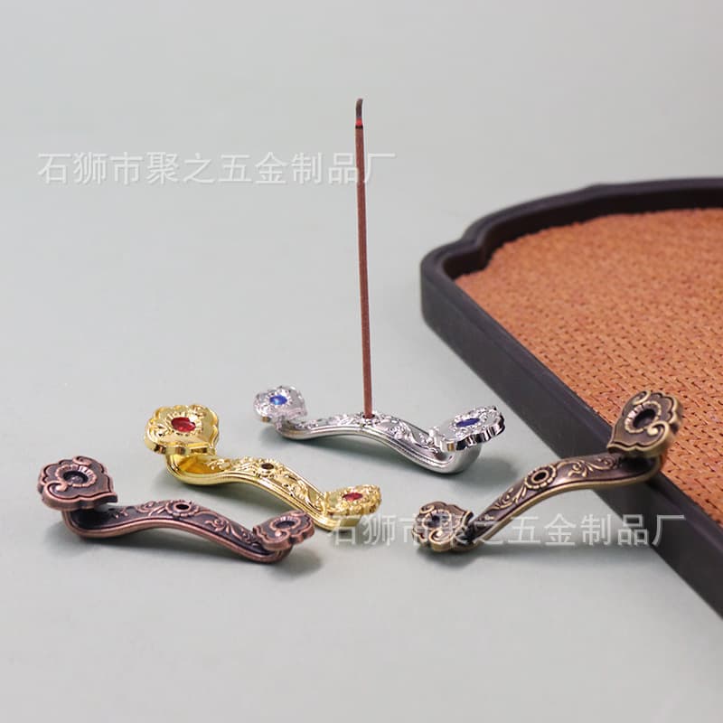 Ruyi imitation bronze lotus incense insert for Buddha thread incense burner Zen incense insert incense holder sacrificial sandalwood burner household incense seat