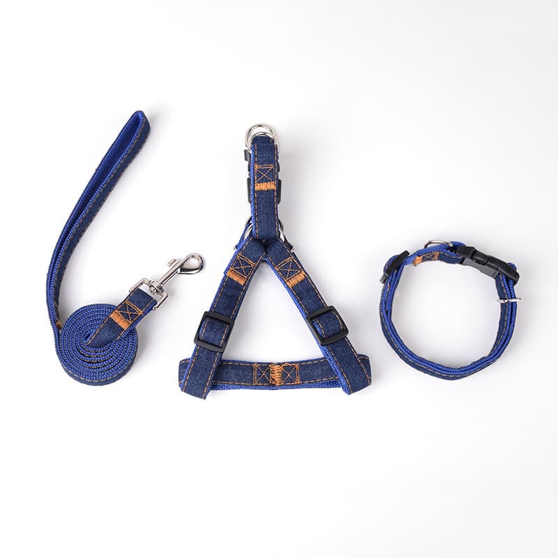 Factory Wholesale Dog Leash Set Denim Traction Rope for Medium and Large Dogs Denim Fabric Free Matching