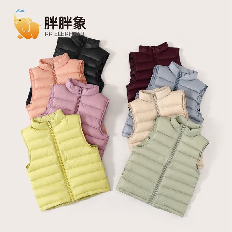 Boys & Girls Lightweight Stand-collar Solid Color Warm Down Vest for Children (Small/Medium/Large)