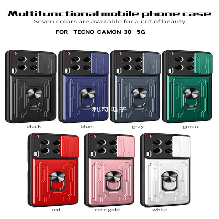 Compatible with Tecno Camon 30, Wallet Card Holder Slide Window Shockproof Multifunctional Phone Case Back Cover