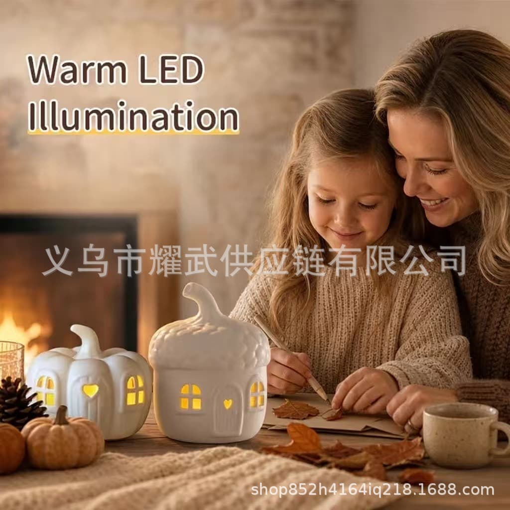 Cross-border New Luminous Pumpkin Acorn House Set Glowing Pumpkin Acorn House Ornament