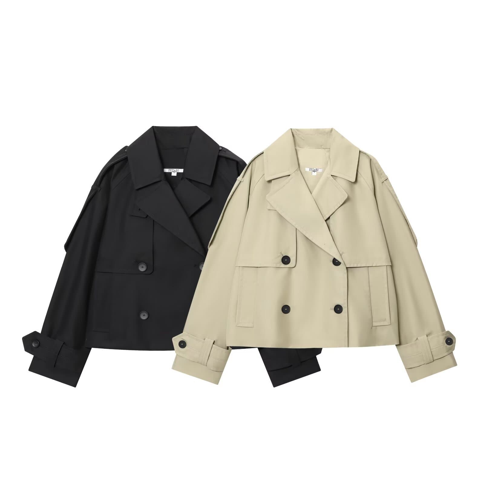 Cross-border European and American women's clothing, AliExpress best-selling fashionable water-repellent short trench coat