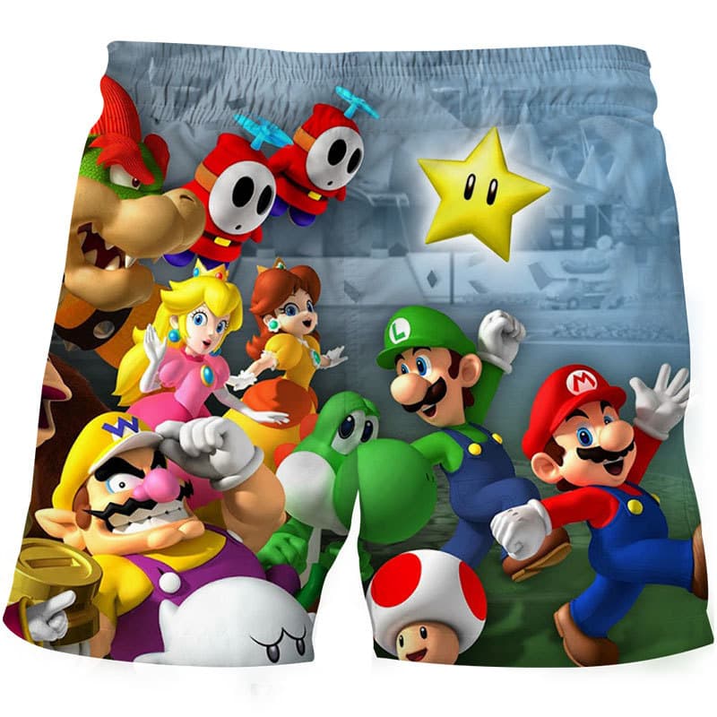 Anime Character 3D Mario Shorts for Boys and Girls Casual Multi-Color Beach Shorts Thin Summer Youth Shorts