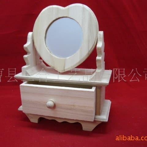 Wooden Desktop Vanity Box with Mirror Jewelry Box Drawer Pull-Out Multi-Layer Storage Box Wooden Organizer Storage Box