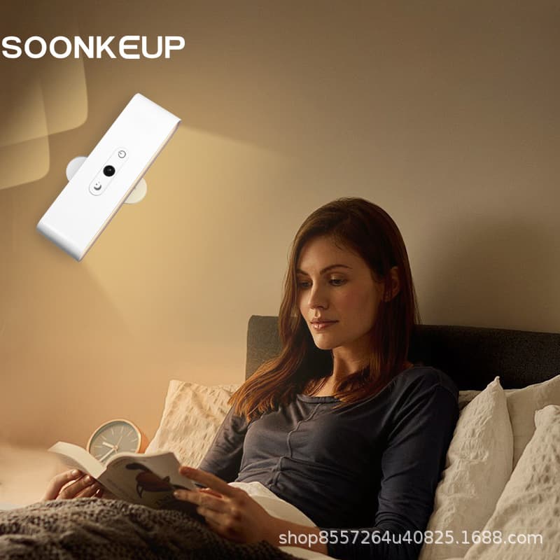 Cross-border LED Magnetic Wall Lamp, Minimalist Decorative Reading Spotlight for Bedroom, Rechargeable Night Light with Touch Control