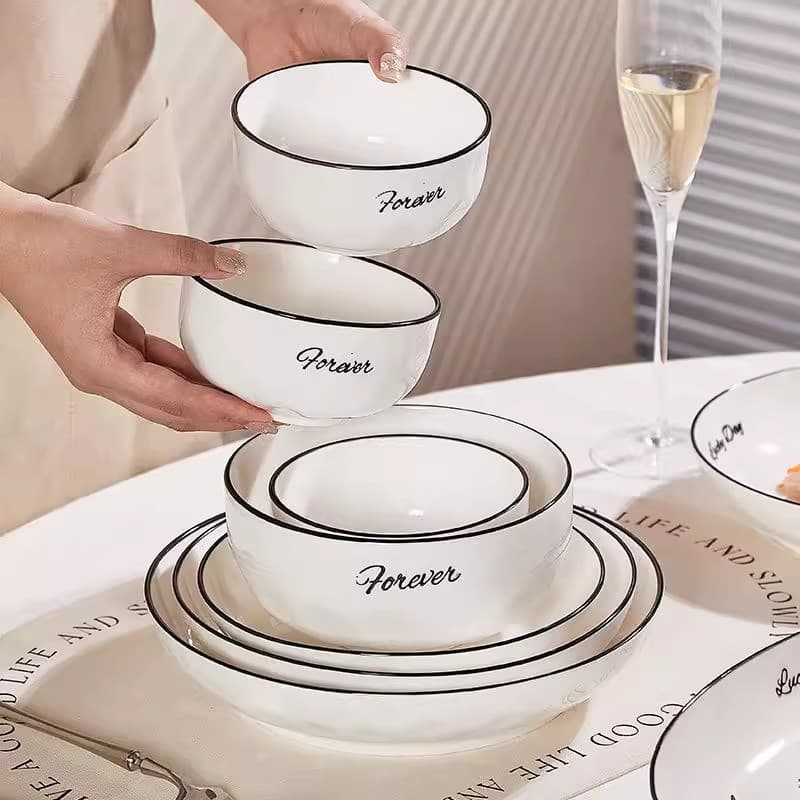 Simple Home Anti-Slip Luxury Ceramic Dinnerware Set, Rice Bowls, Noodle Bowls, Plates, Fish Plates, Gift Wholesale