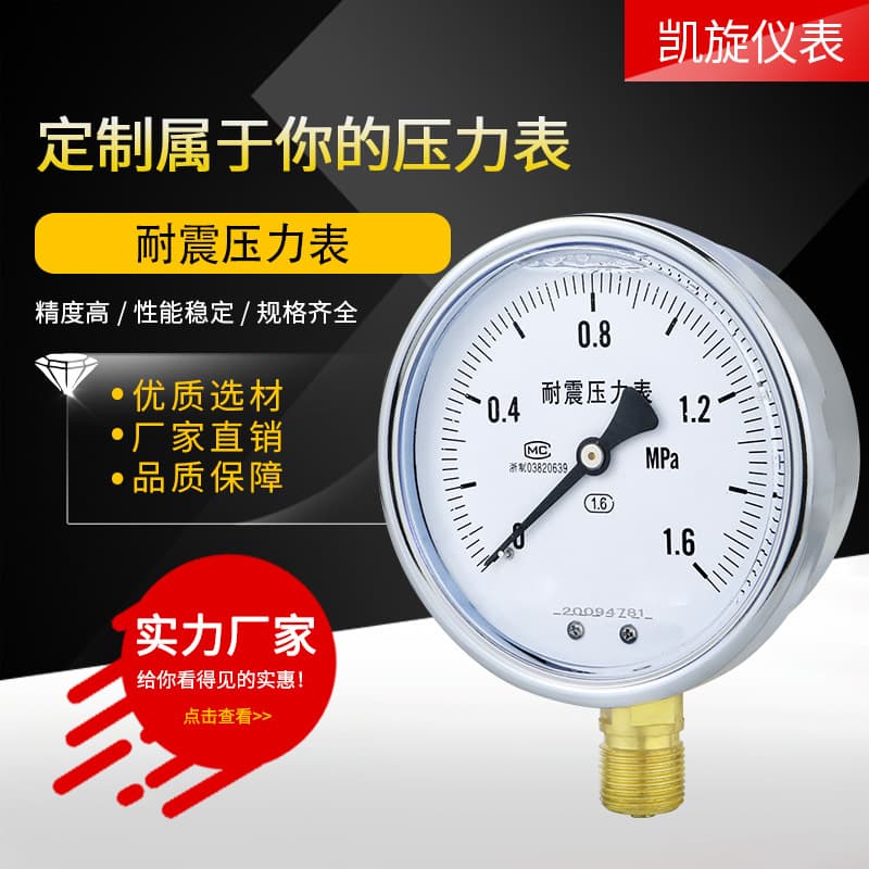 Seismic pressure gauge YN100 seismic oil pressure hydraulic water pressure air pressure gauge vacuum negative pressure 4 minutes 1/2 M20*1.5