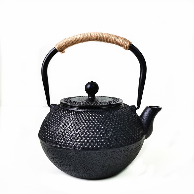 Cast Iron Tea Pot Set Japanese Style Rustic Tea Kettle High Rise Teapot Handle Ceremony Supplies
