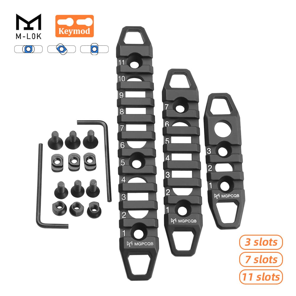 3/7/11 Slot Keymod & Mlok Dual System Rail Strip 20mm Metal Rail MLOK KEYMOD