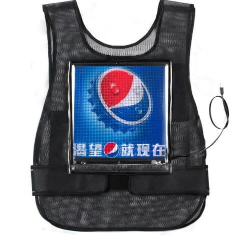 Flexible wearable LED display screen vest, mobile screen advertising vest, lightweight.