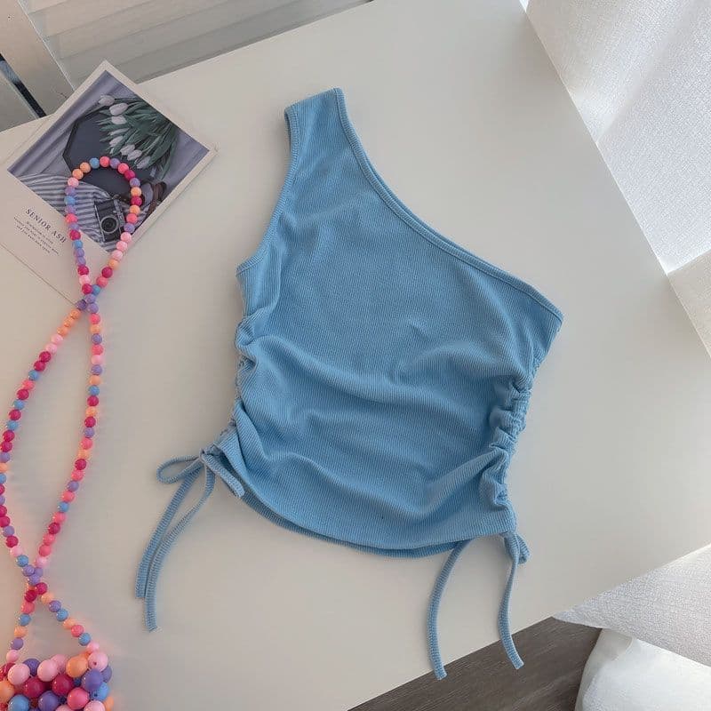 Girls Summer Drawstring Tie Side Crop Top 2024 Slim Fit Short Camisole New 0056