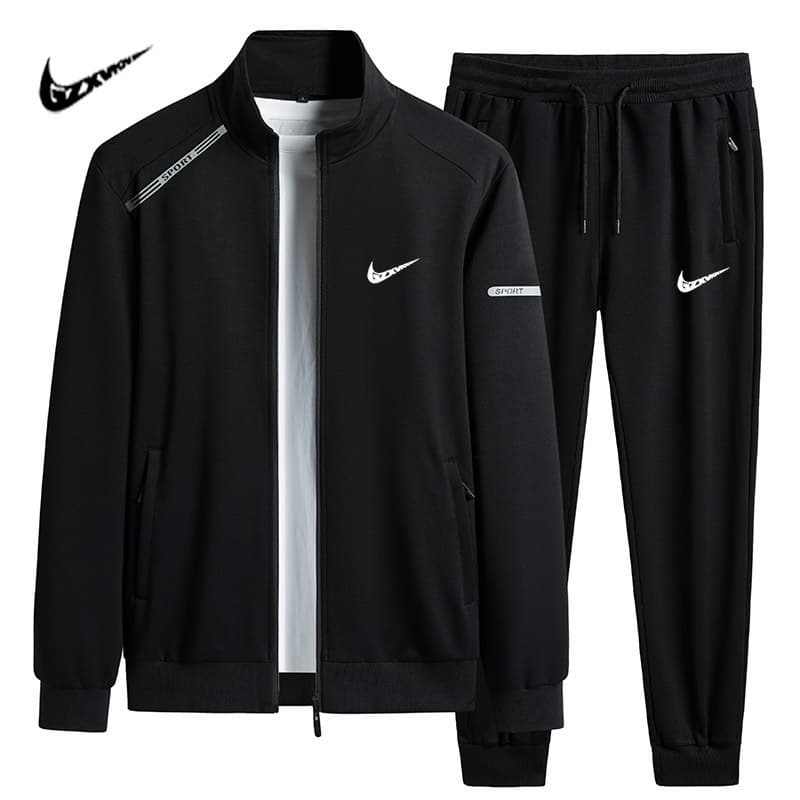Men's 2024 Spring and Autumn Suit Men's Casual Trendy Brand Stand Collar Sweatshirt Jacket Sports Two-piece Set Trendy Spring